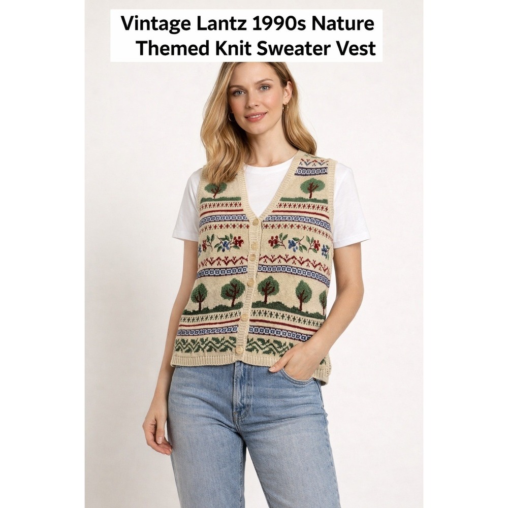 VTG Jantzen Hand Embroidered Sweater Vest Women's Size 3X Grandma Cottagecore‎